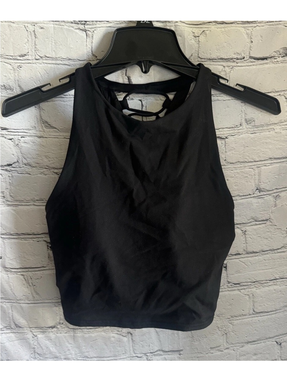 ALO Yoga Black High Neck Tank with Strappy Back